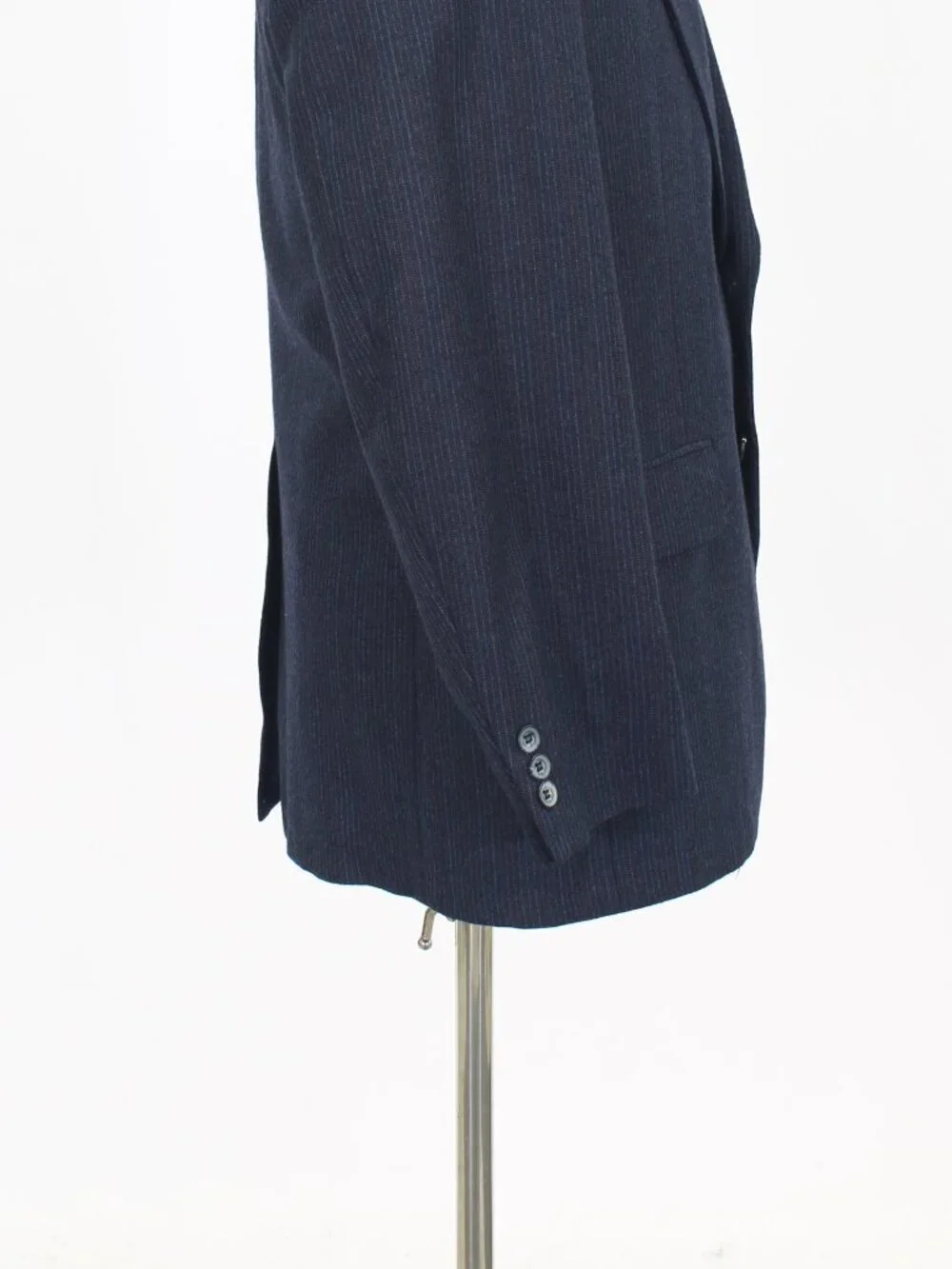 Vintage 1990s 40S 36x29 Navy Full Suit 2-Button Stripe R948